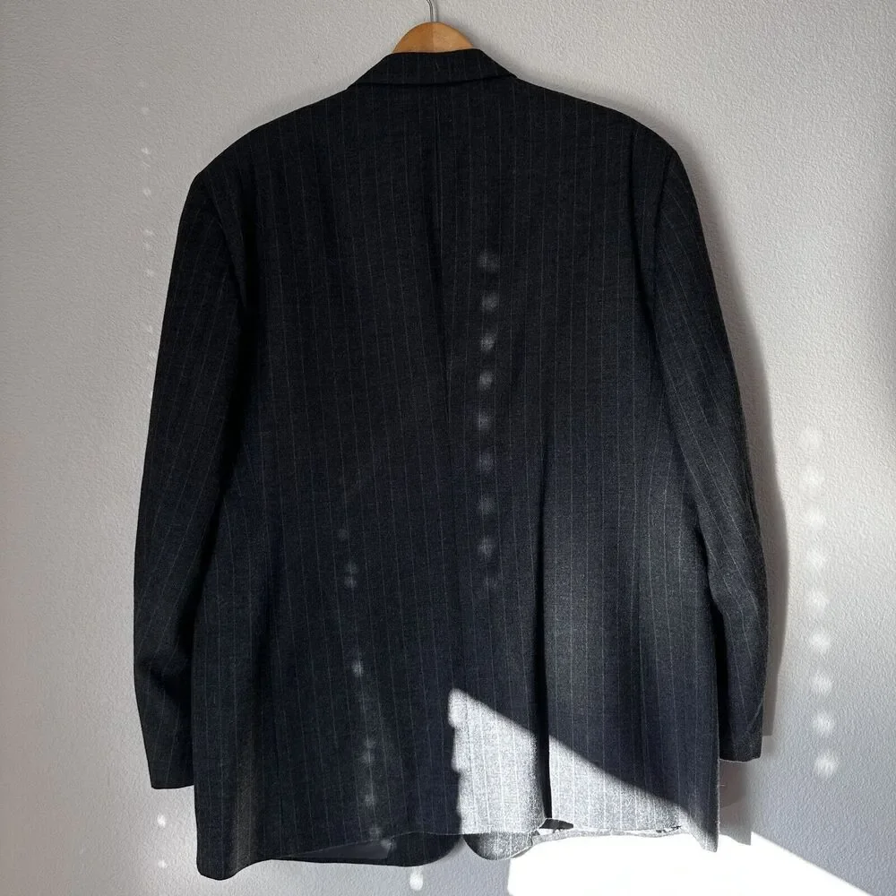 Donna Karan Signature Men's Blazer Jacket Pin Stripes 100% Wool Italy Size 46
